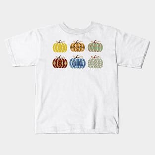 6 Cute Fall Autumn Leopard Pattern Pumpkin Graphic Kids T-Shirt